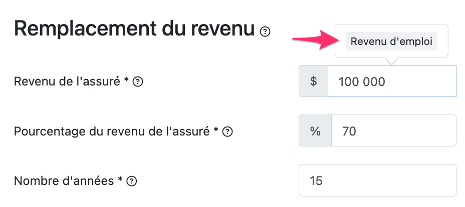 remplacement du revenu